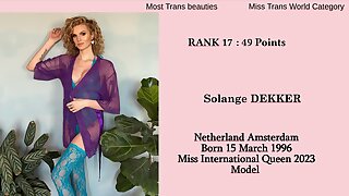 17th Miss T World Category : Solange DEKKER