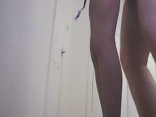 Amateur sissy teen, standing fuck in heels
