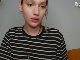 pretty femboy plays with her big cock online
